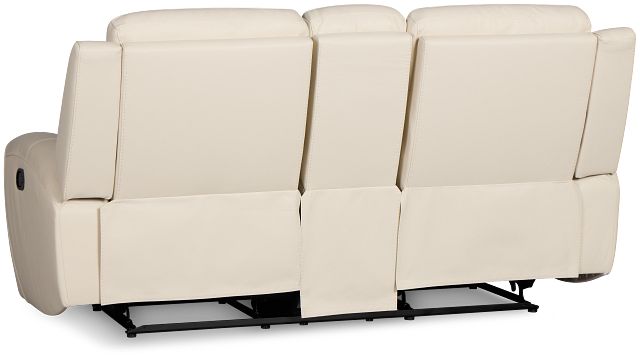 Walker Ivory Lthr/vinyl Reclining Console Loveseat