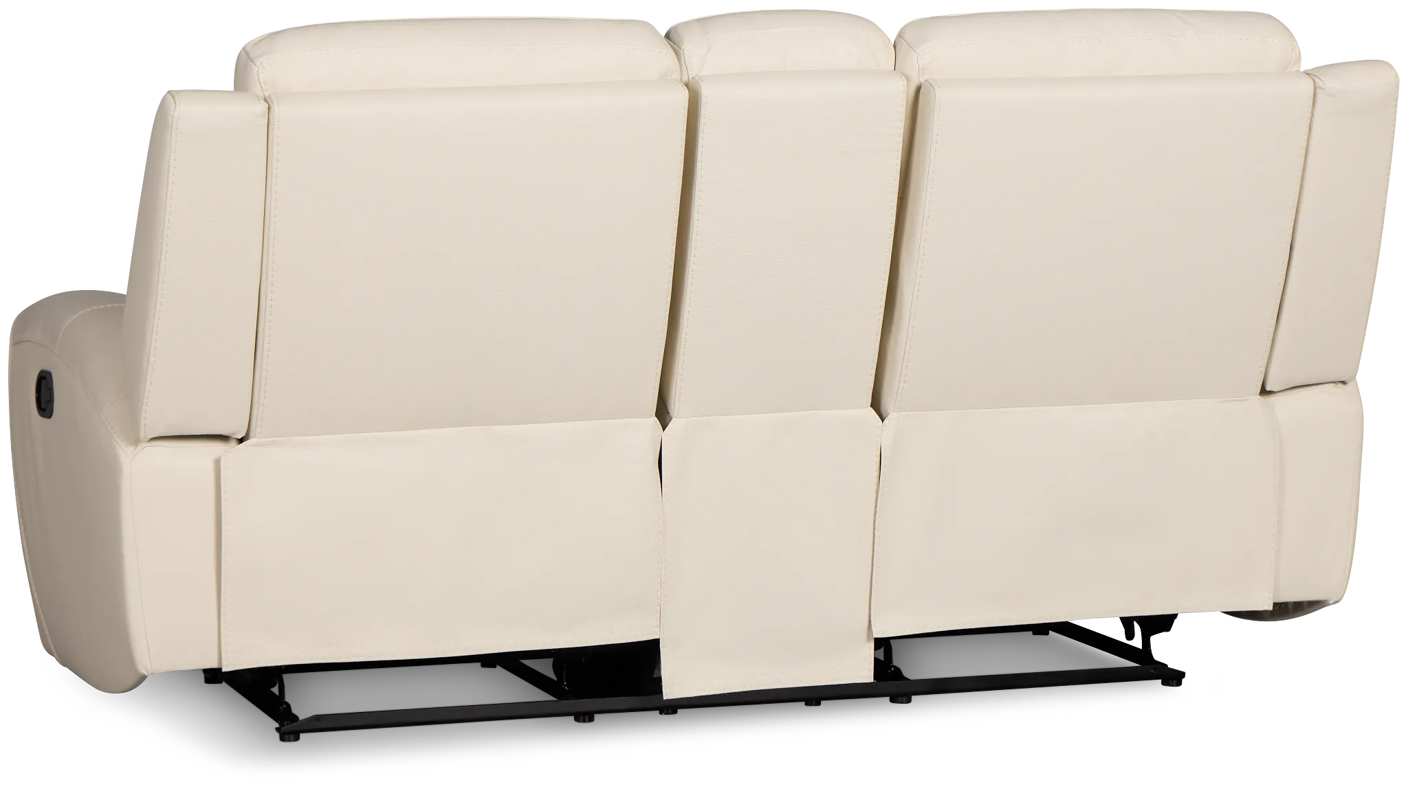 Walker Ivory Lthr/vinyl Reclining Console Loveseat