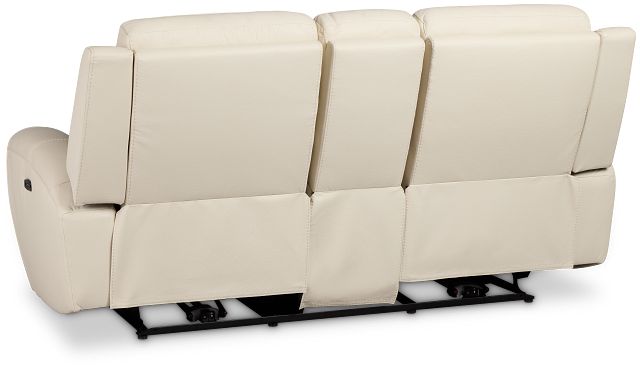 Walker Ivory Lthr/vinyl Power Reclining Console Loveseat W/ Power Headrest