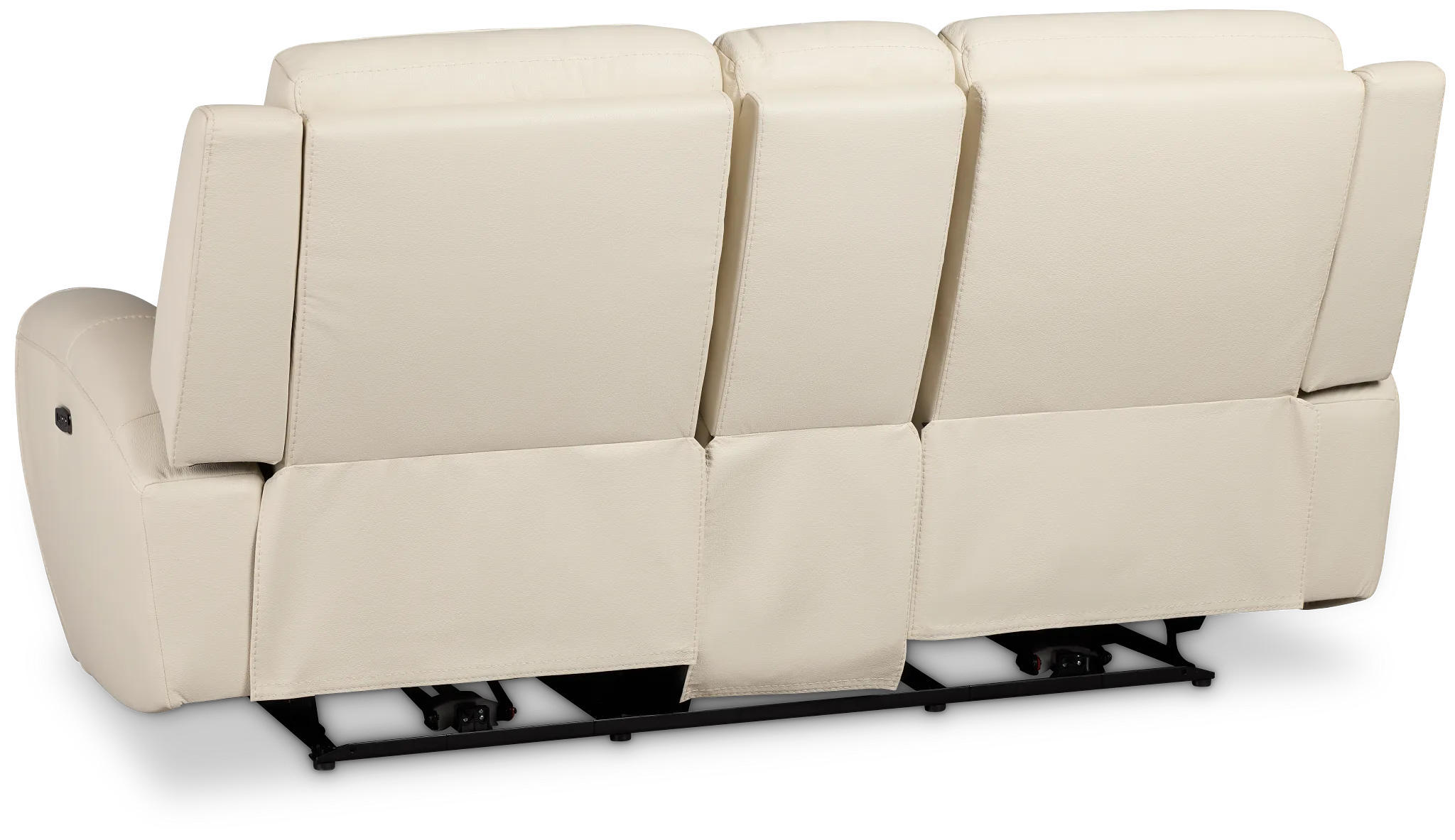 Walker Ivory Lthr/vinyl Power Reclining Console Loveseat W/ Power Headrest