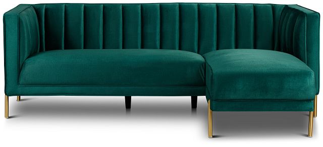 Bella Dark Green Velvet Right Chaise Sectional