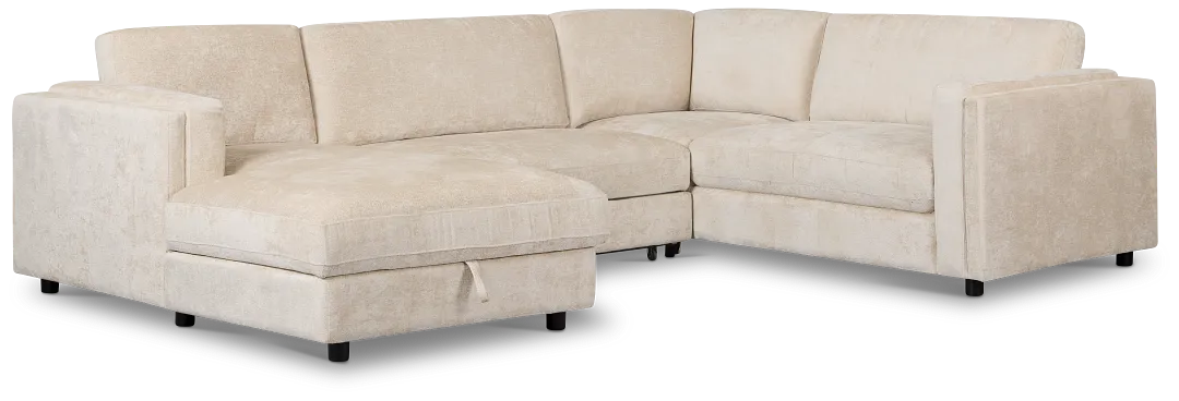 Farren Beige Fabric Medium Left Chaise Sleeper Sectional