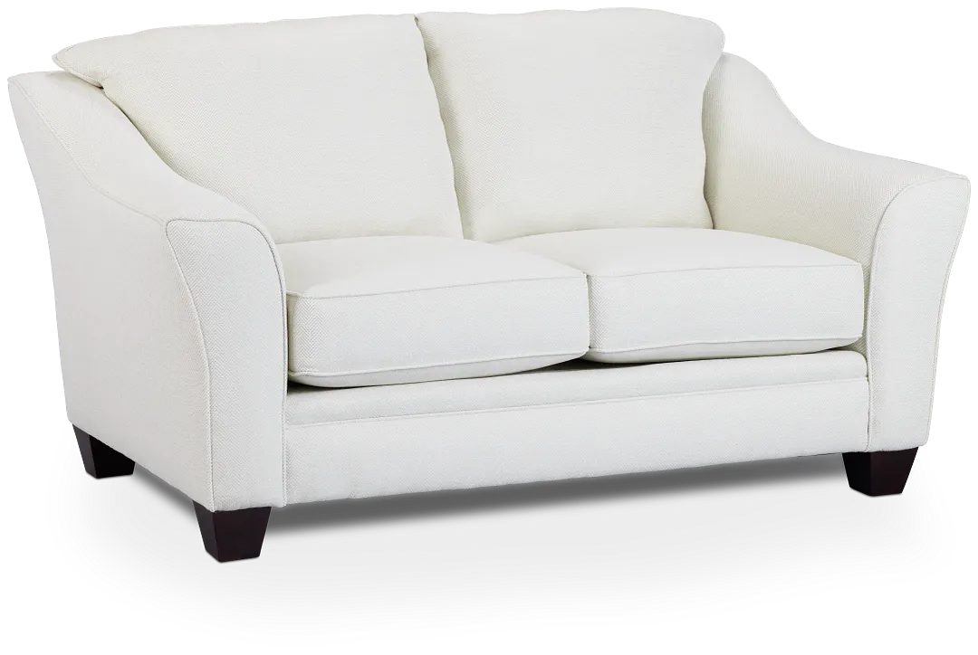 Avery White Fabric Loveseat