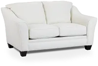 Avery White Fabric Loveseat