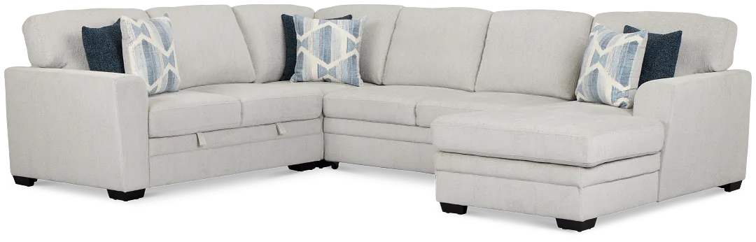 Everly Gray Fabric Medium Right Chaise Storage Sectional