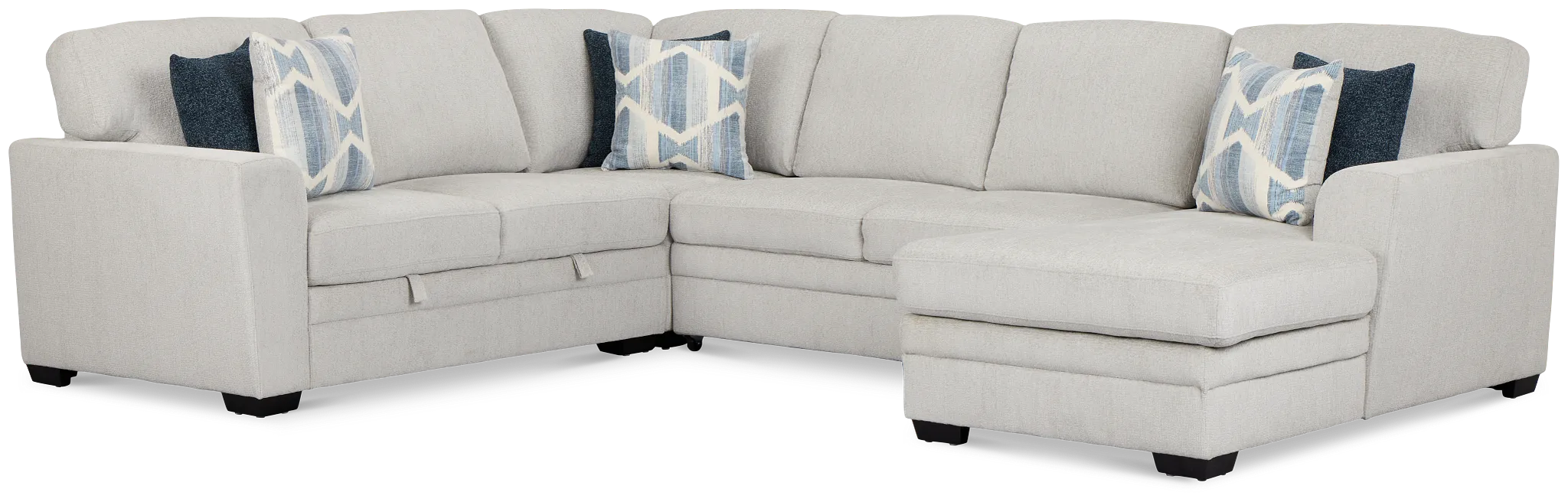 Everly Gray Fabric Medium Right Chaise Storage Sectional