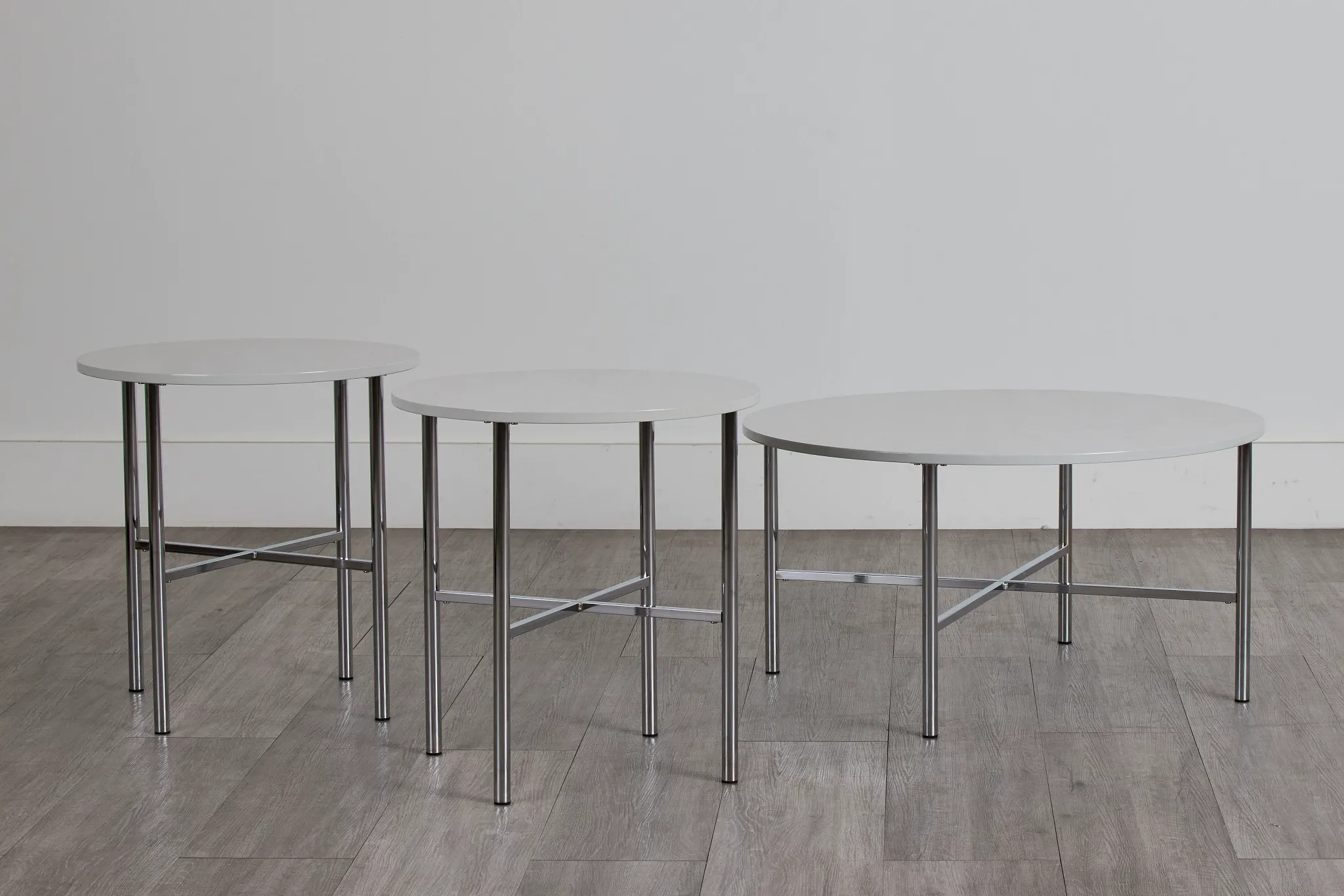 Cyrus White Round 3 Pack Tables