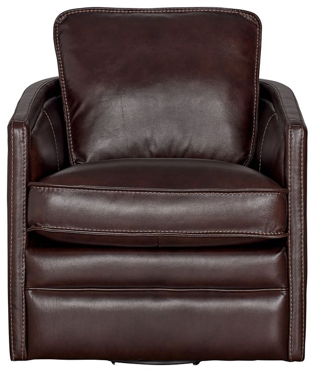 Alexander Dark Brown Leather Swivel Chair