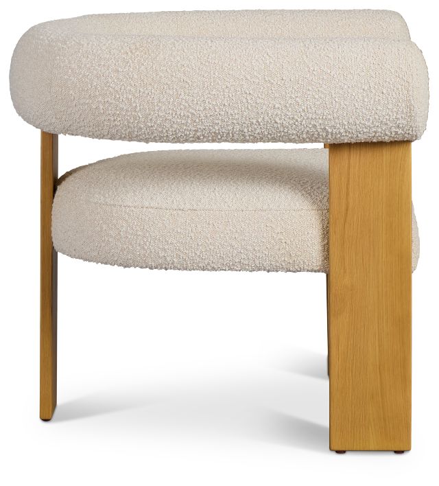 Elara White Fabric Accent Chair