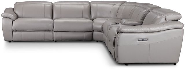 Marion Gray Lthr/vinyl Medium Triple Power 2-arm Sectional