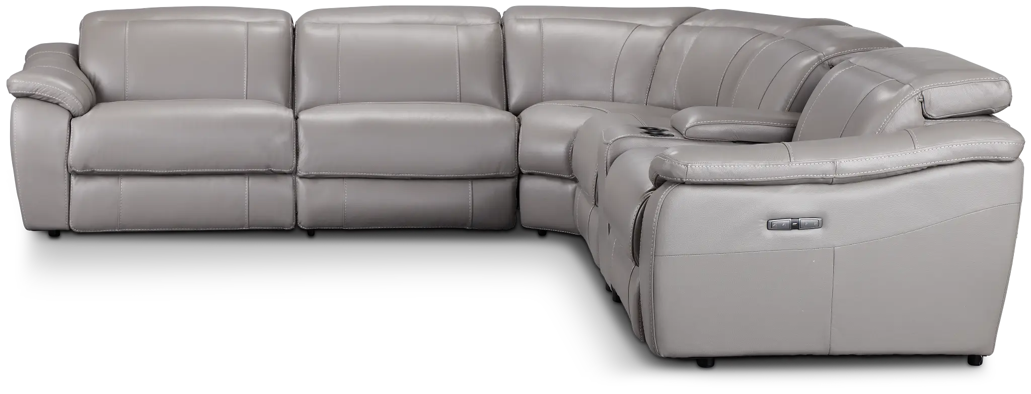 Marion Gray Lthr/vinyl Medium Triple Power 2-arm Sectional Marion Gray Lthr/vinyl Medium Triple Power 2-arm Sectional