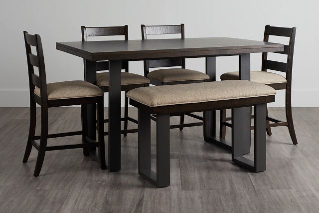 Sawyer Dark Tone High Table, 4 Barstools & High Bench (0)