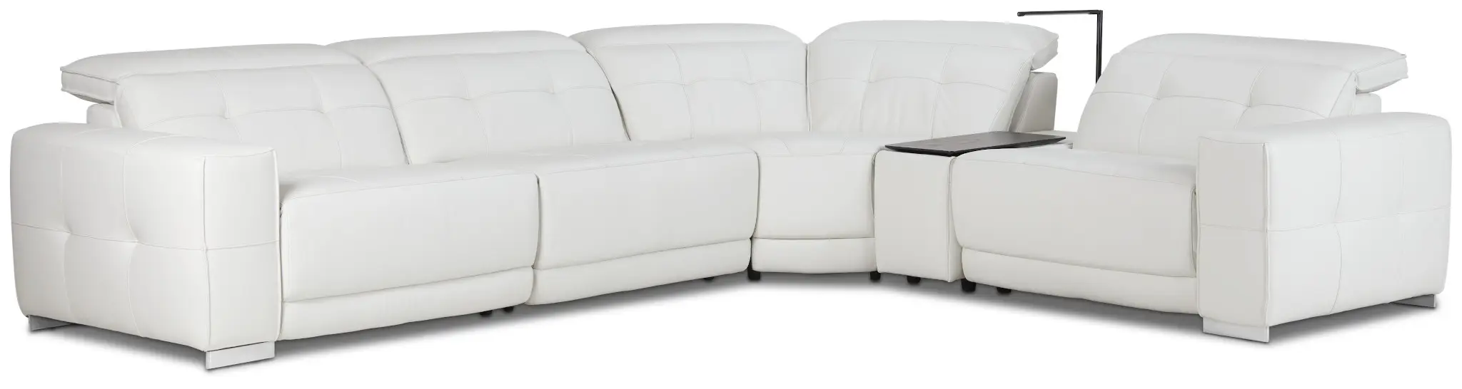 Reva White Leather Small Triple Power Reclining Two-arm Sectional Reva White Leather Small Triple Power Reclining Two-arm Sectional