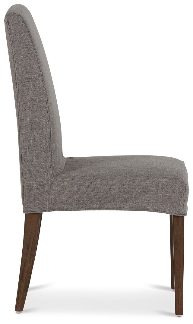 Harbor Dark Gray Short Slipcover Chair With Medium-tone Leg