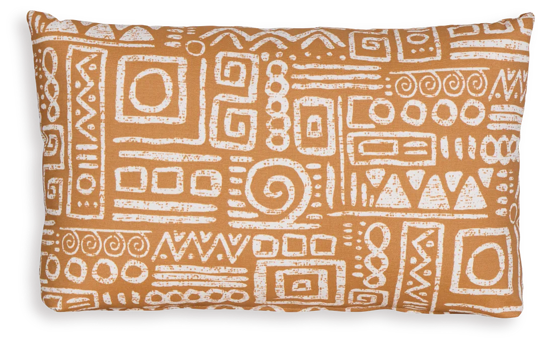 Glyphic Light Brown Lumbar Indoor/outdoor Accent Pillow