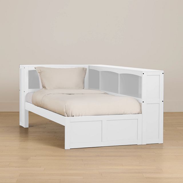 Charleston White Corner Bookcase Bed