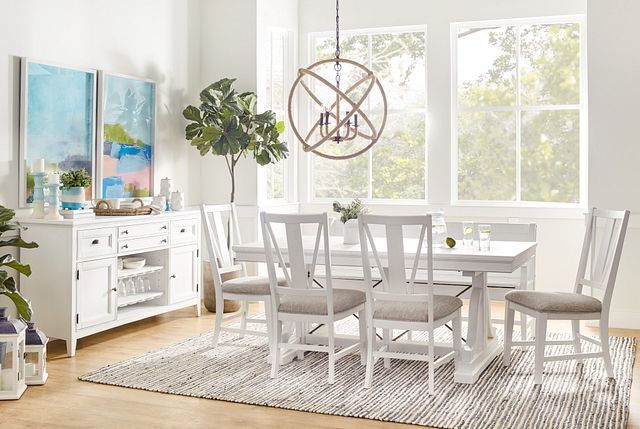 white buffet dining room