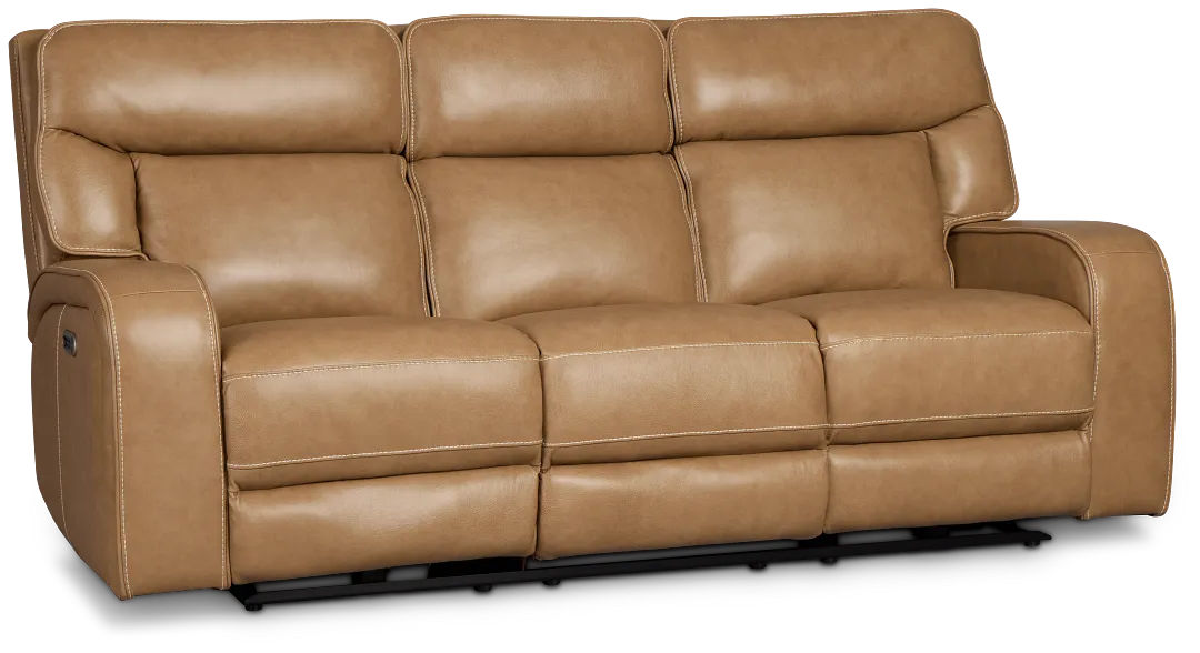 Jasper Light Brown Leather Power Reclining Sofa