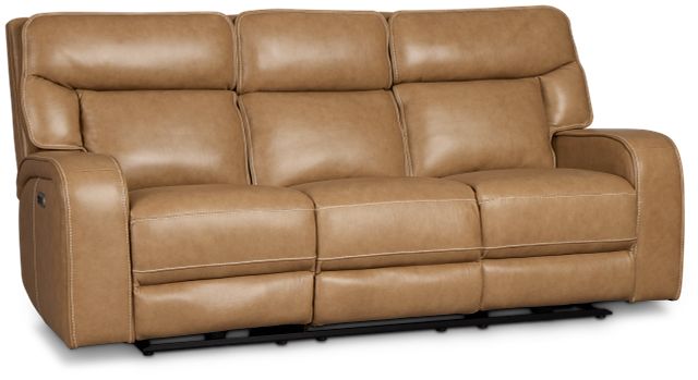Jasper Light Brown Leather Power Reclining Sofa