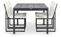 Linear Dark Gray White 70" Aluminum Table & 4 Cushioned Side Chairs