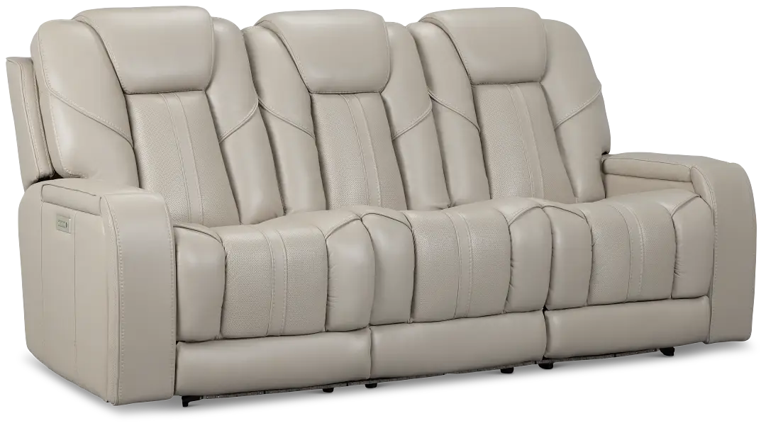 Eclipse Light Gray Lthr/vinyl Power Reclining Sofa W/ Massage Eclipse Light Gray Lthr/vinyl Power Reclining Sofa W/ Massage