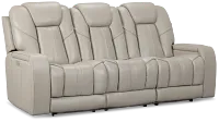 Eclipse Light Gray Lthr/vinyl Power Reclining Sofa W/ Massage