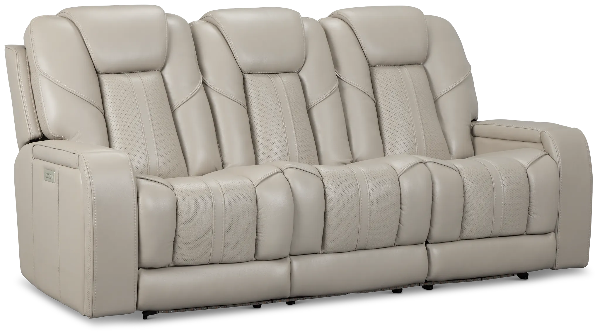 Eclipse Light Gray Lthr/vinyl Power Reclining Sofa W/ Massage