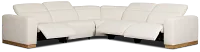 Leona Light Beige Fabric Small Triple Power Reclining Two-arm Sectional