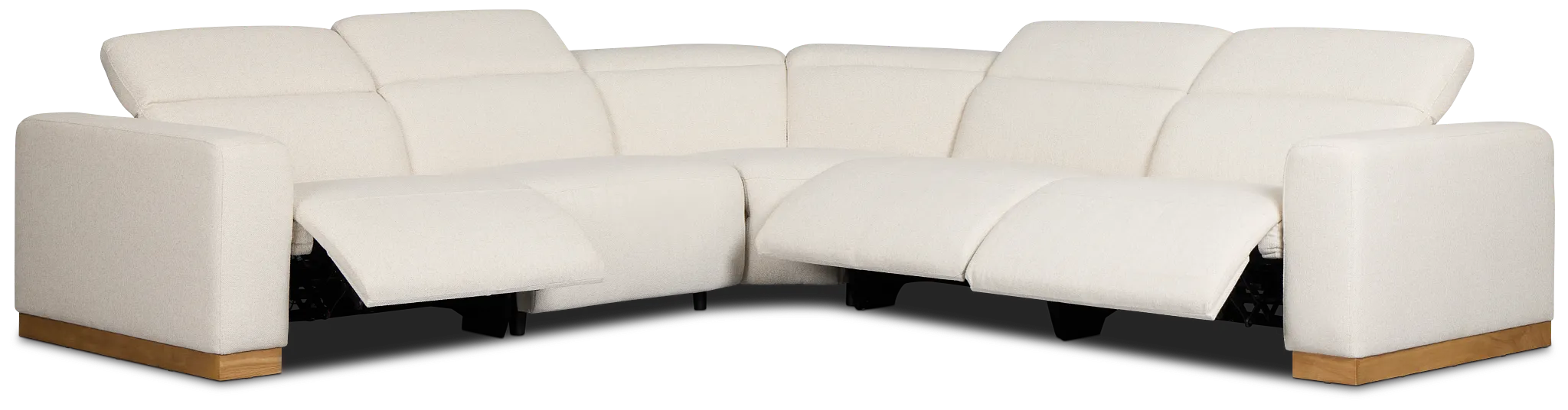 Leona Light Beige Fabric Small Triple Power Reclining Two-arm Sectional