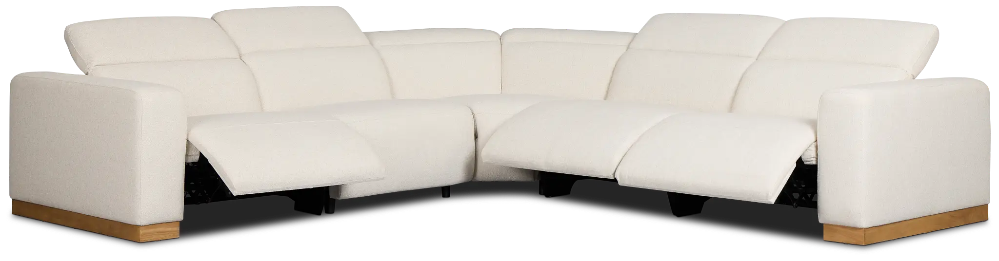 Leona Light Beige Fabric Small Triple Power Reclining Two-arm Sectional Leona Light Beige Fabric Small Triple Power Reclining Two-arm Sectional