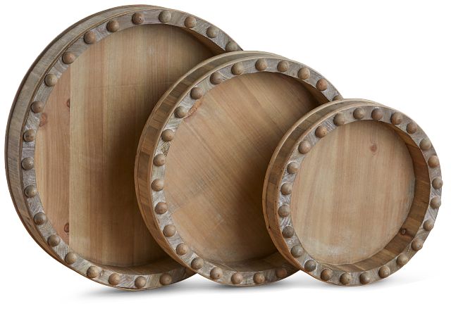 Bessy Wood Set Of 3 Tray