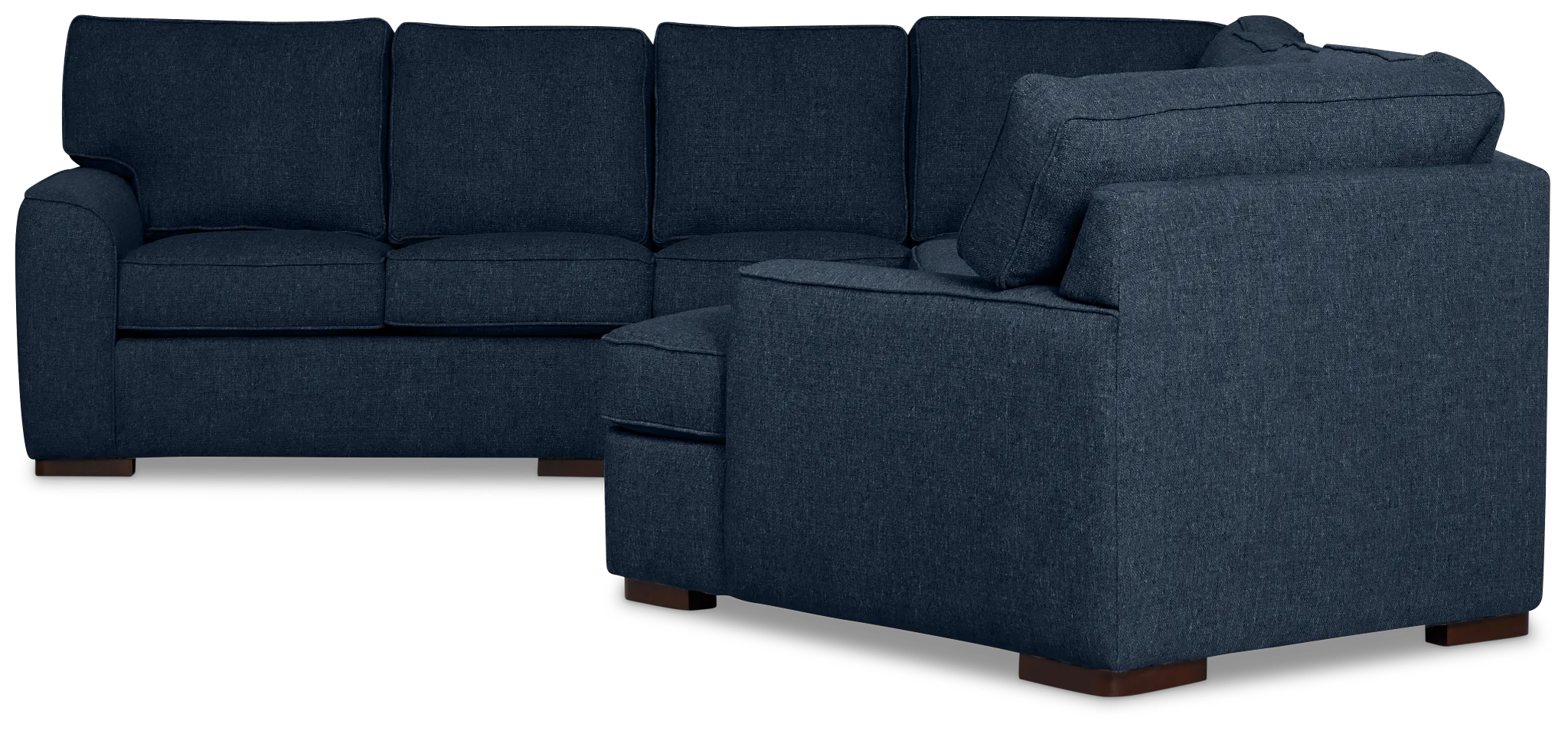 Sinclair Dark Blue Fabric Large Right Cuddler Sectional