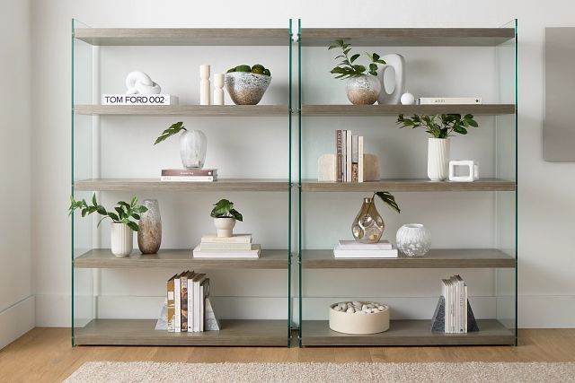 Olympia Gray Glass Bookcase