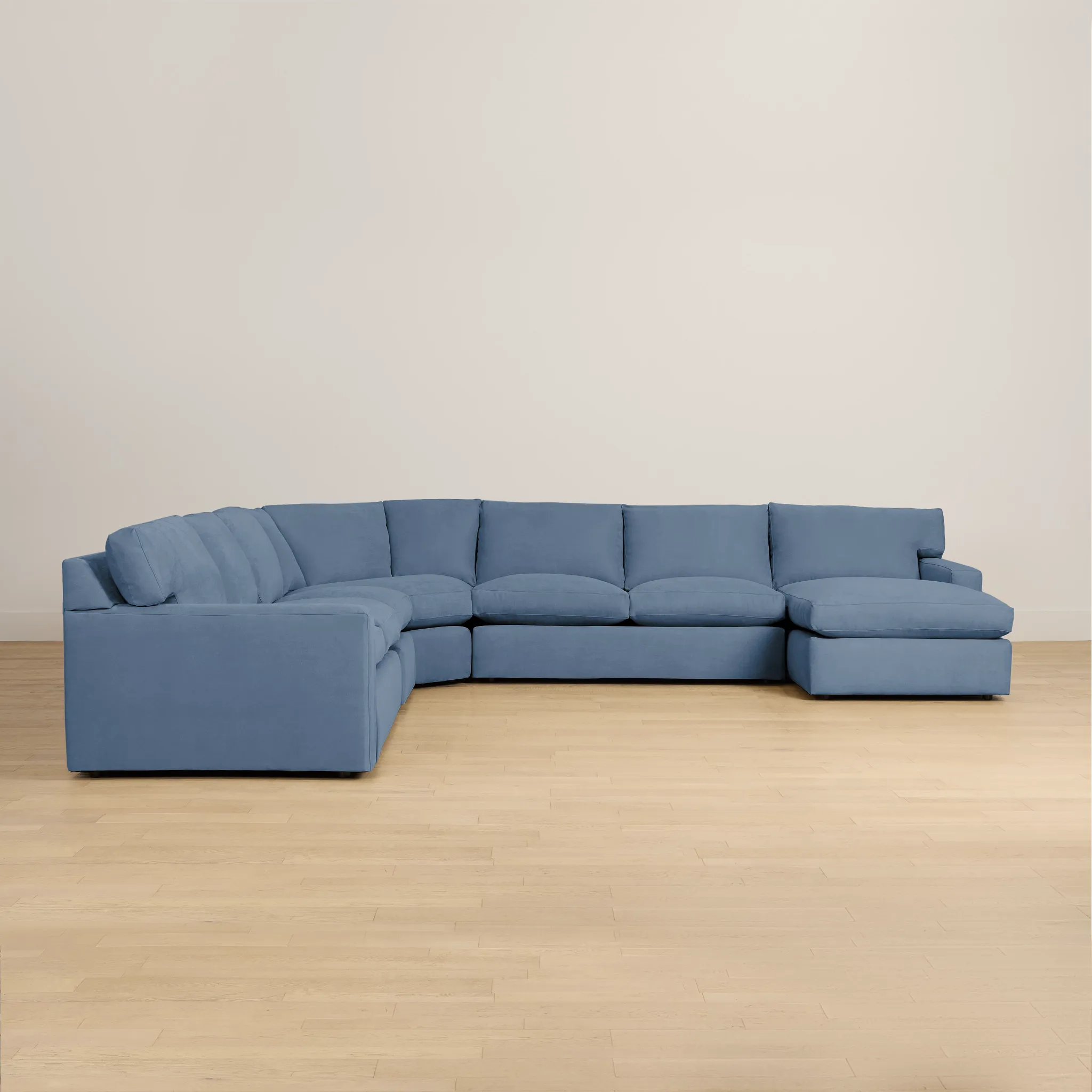 Hudson Blue Fabric Large Right Chaise Wedge Sectional