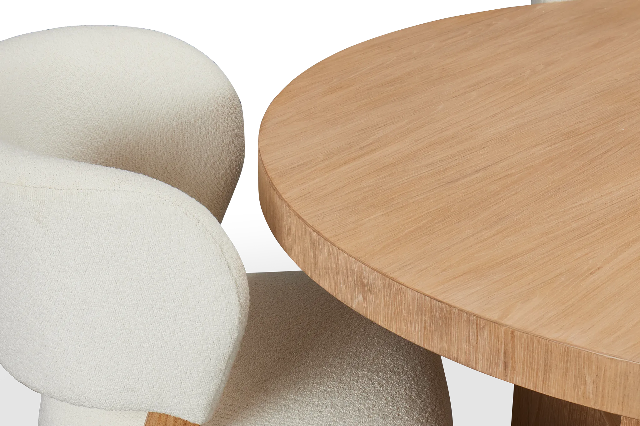 Malibu Light Tone Round Table & 4 Upholstered Chairs