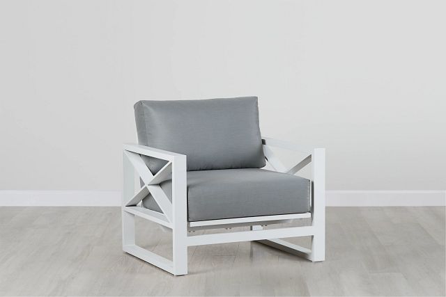 Linear White Dark Gray Rocking Chair