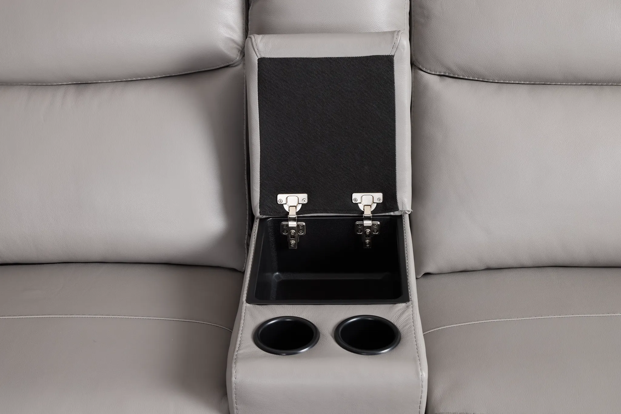 Walker Light Gray Lthr/vinyl Medium Dual Manual 2-arm Sectional