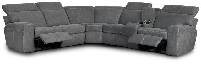 Callum Dark Gray Fabric Medium Dual Power 2-arm Reclining Sectional