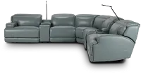 Reign Green Lthr/vinyl Large Triple Power Reclining Two-arm Sectional