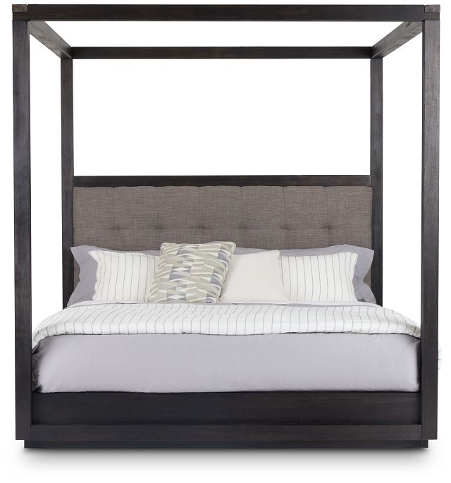 Madden Gray Fabric Canopy Bed