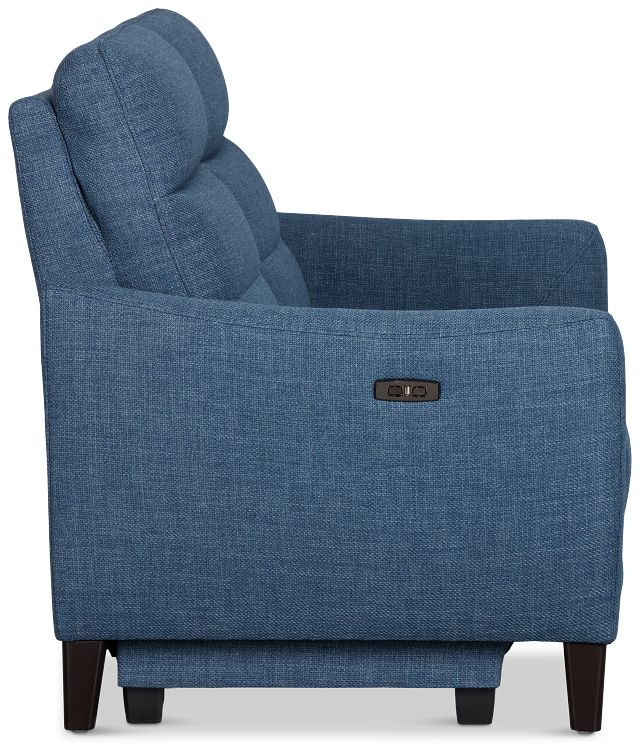 Keaton Blue Fabric Power Reclining Loveseat W/ Power Headrest