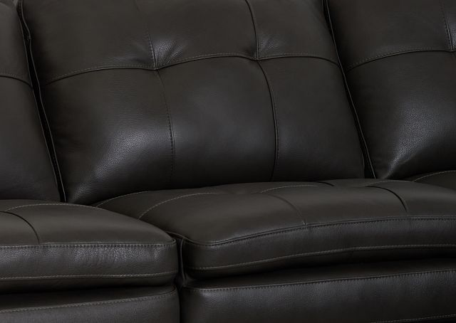 Braden Dark Gray Leather Large Right Chaise Sectional