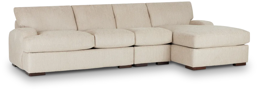 Alpha Beige Fabric Small Right Chaise Sectional