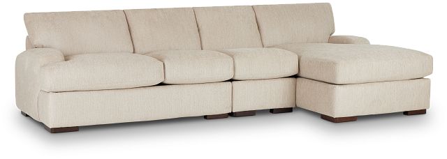 Alpha Beige Fabric Small Right Chaise Sectional