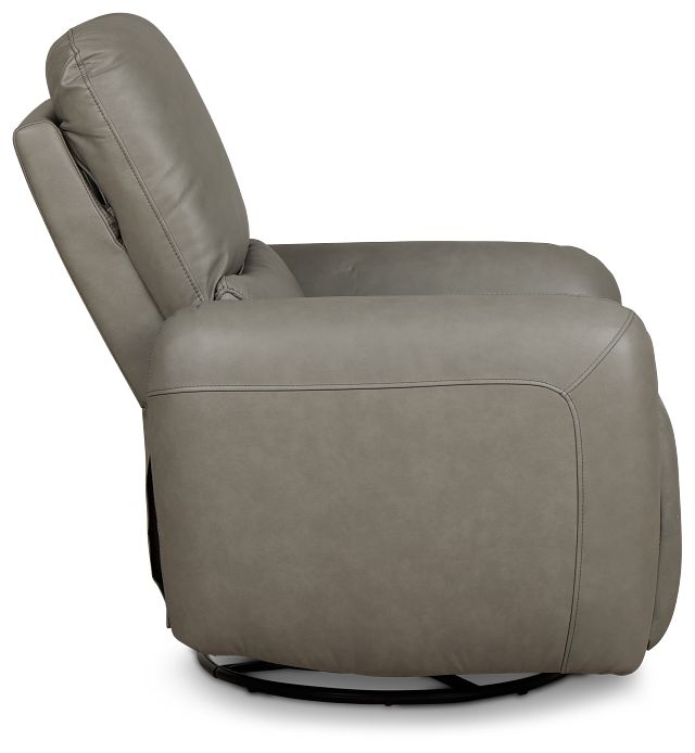 Eve Light Gray Lthr/vinyl Power Swivel Glider Recliner