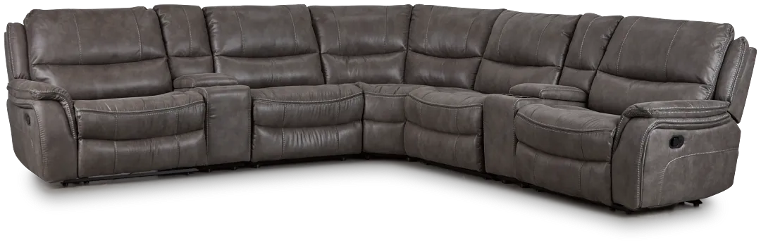 Dober Dark Gray Micro Large Dual Manually Reclining Two-arm Sectional