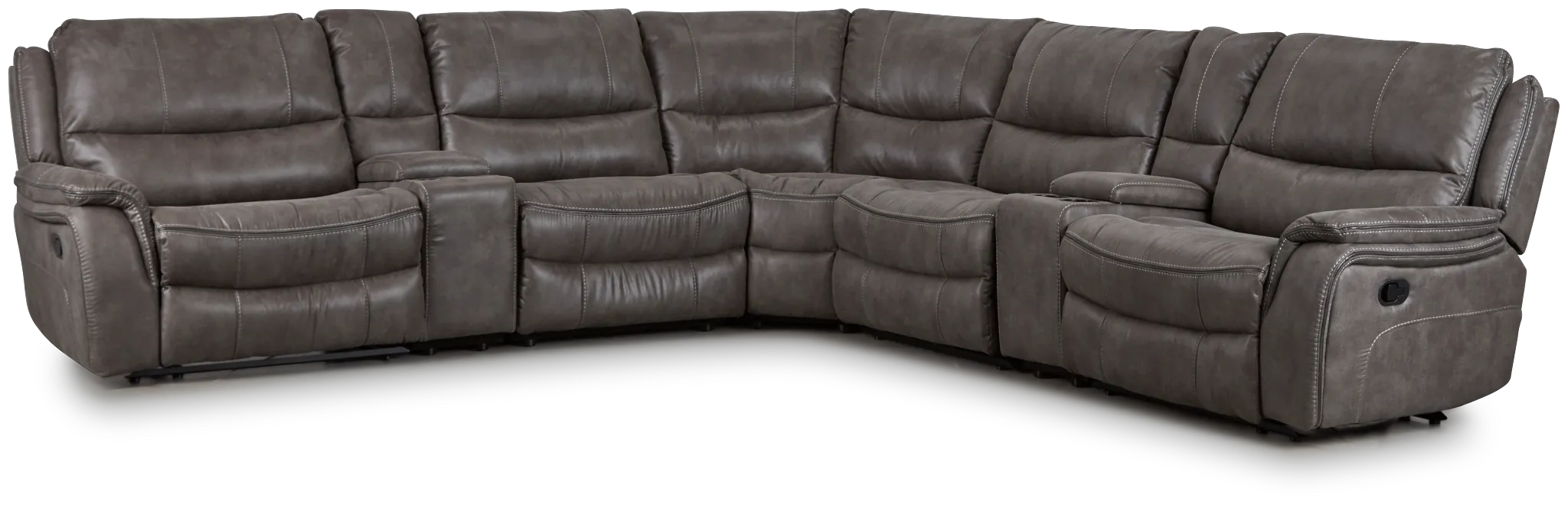 Dober Dark Gray Micro Large Dual Manually Reclining Two-arm Sectional