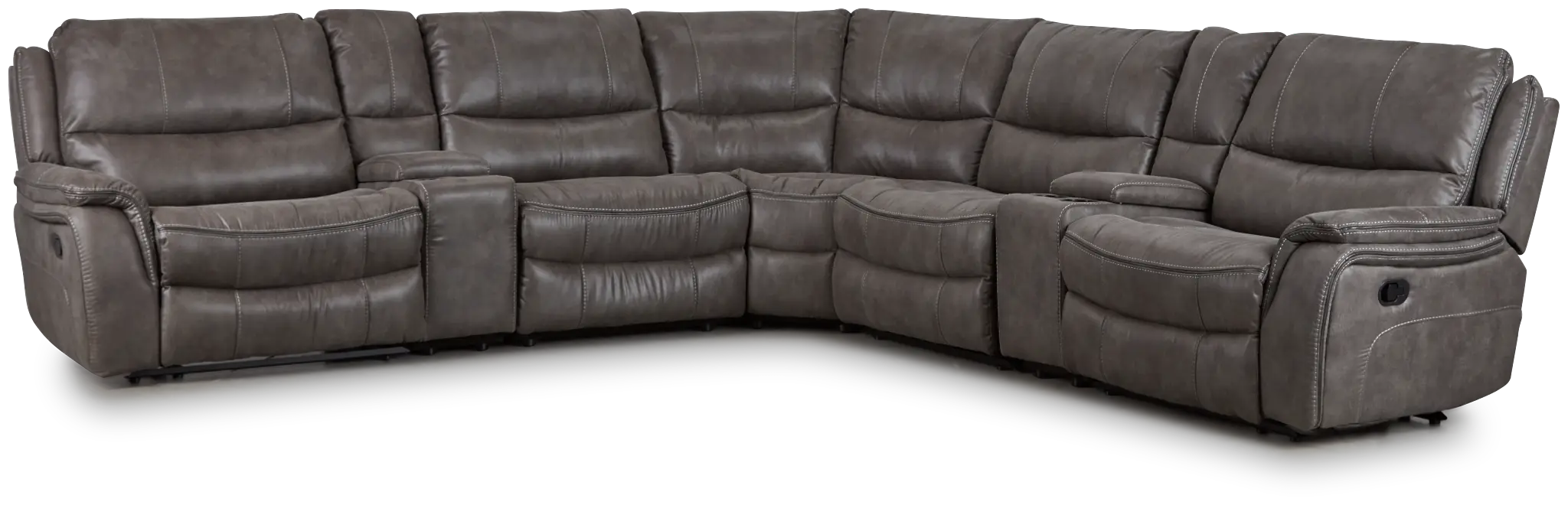 Dober Dark Gray Micro Large Dual Manually Reclining Two-arm Sectional Dober Dark Gray Micro Large Dual Manually Reclining Two-arm Sectional