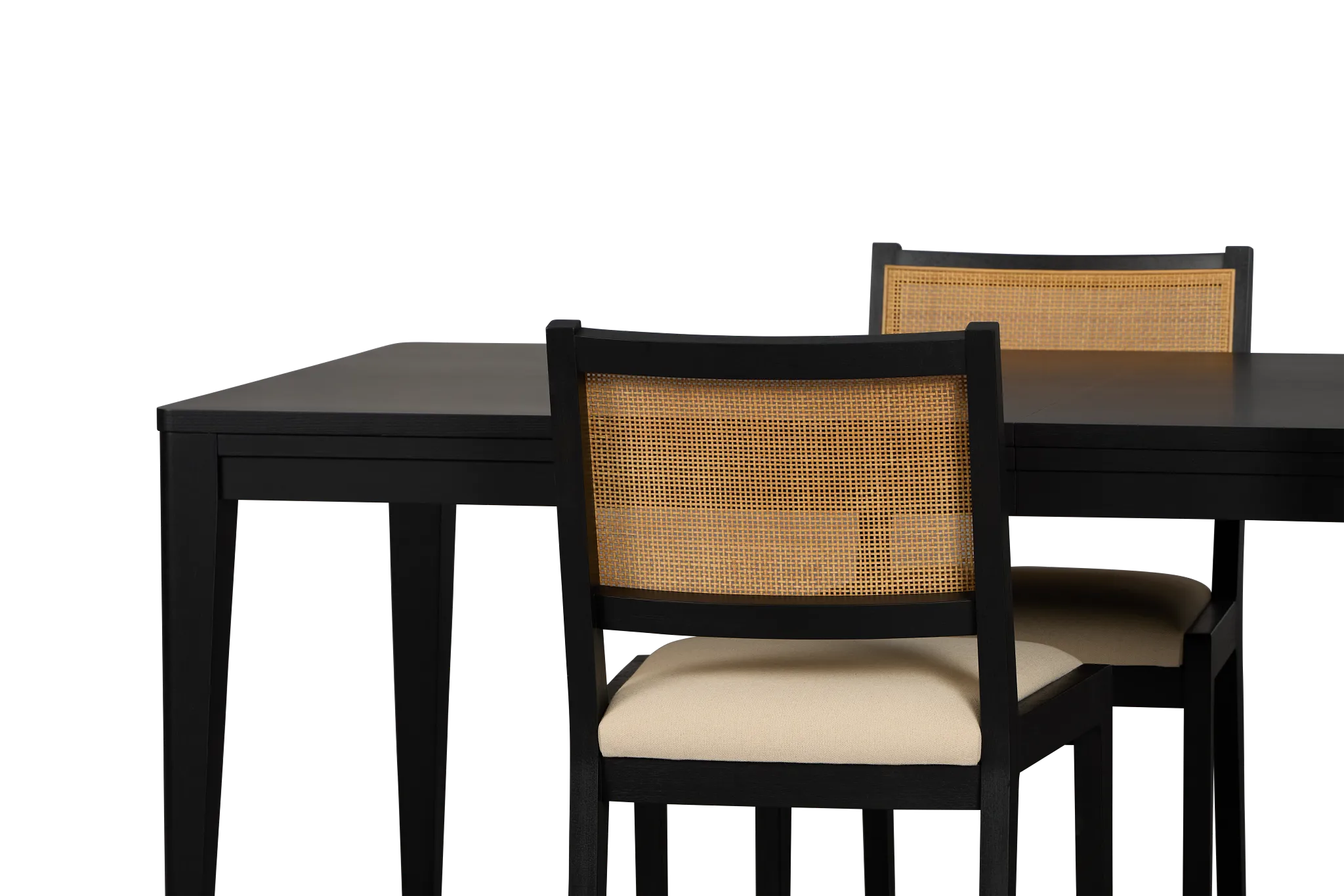 Pacific Black Rectangular Table & 4 Upholstered Chairs
