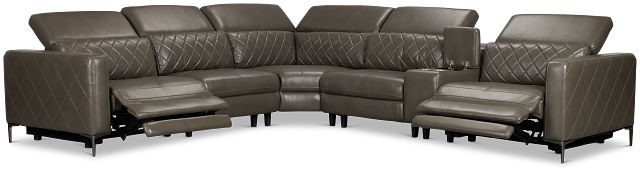 Ava Dark Gray Micro Medium Dual Power 2-arm Reclining Sectional